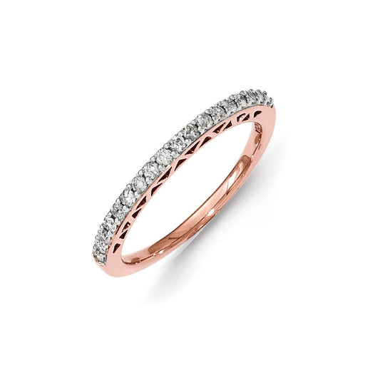 Sterling Silver w/Rose Gold-plating Polished Diamond Ring