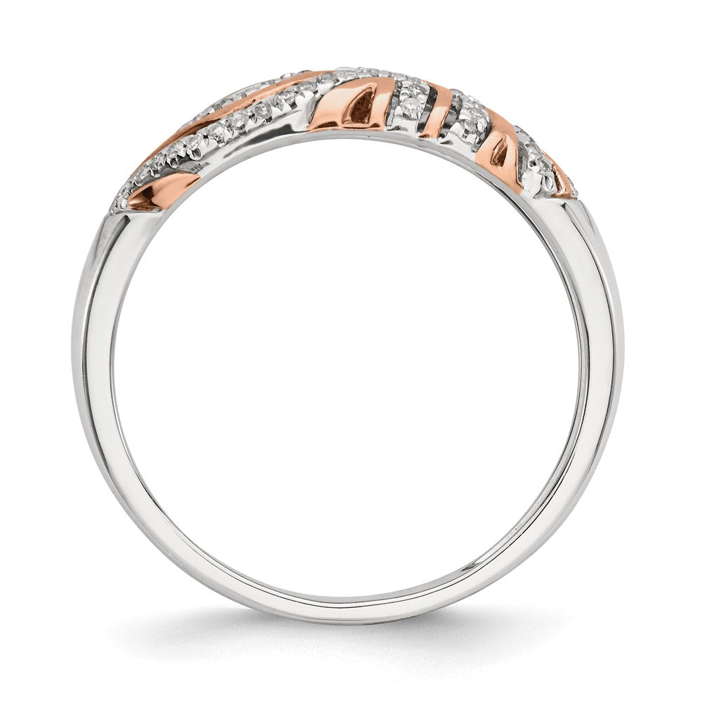 Sterling Silver w/Rose Gold Accent White Diamond Ring