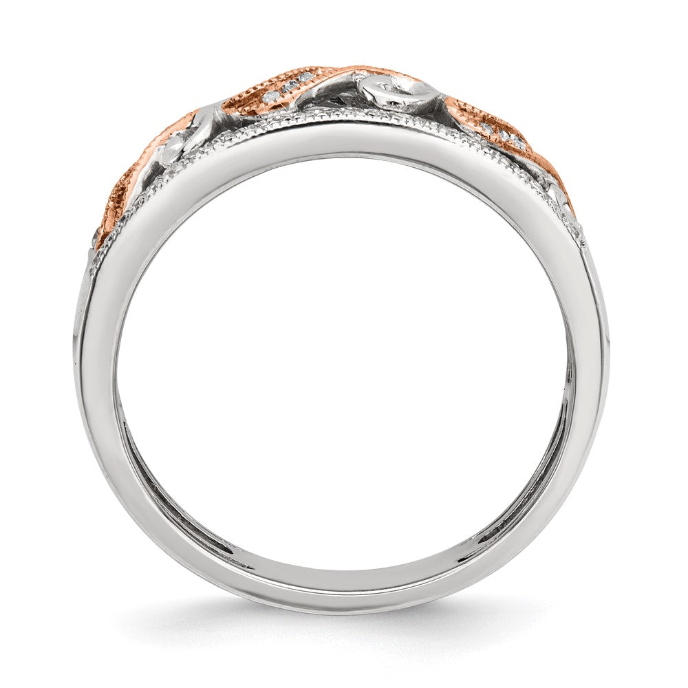 Sterling Silver w/Rose Gold Accent White Diamond Ring