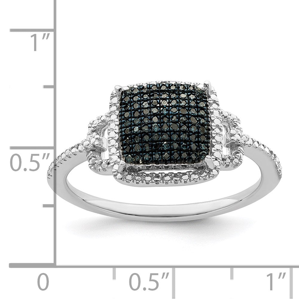 White Night Sterling Silver Rhodium-plated Blue Diamond Ring