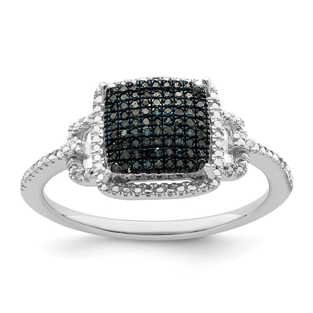 White Night Sterling Silver Rhodium-plated Blue Diamond Ring