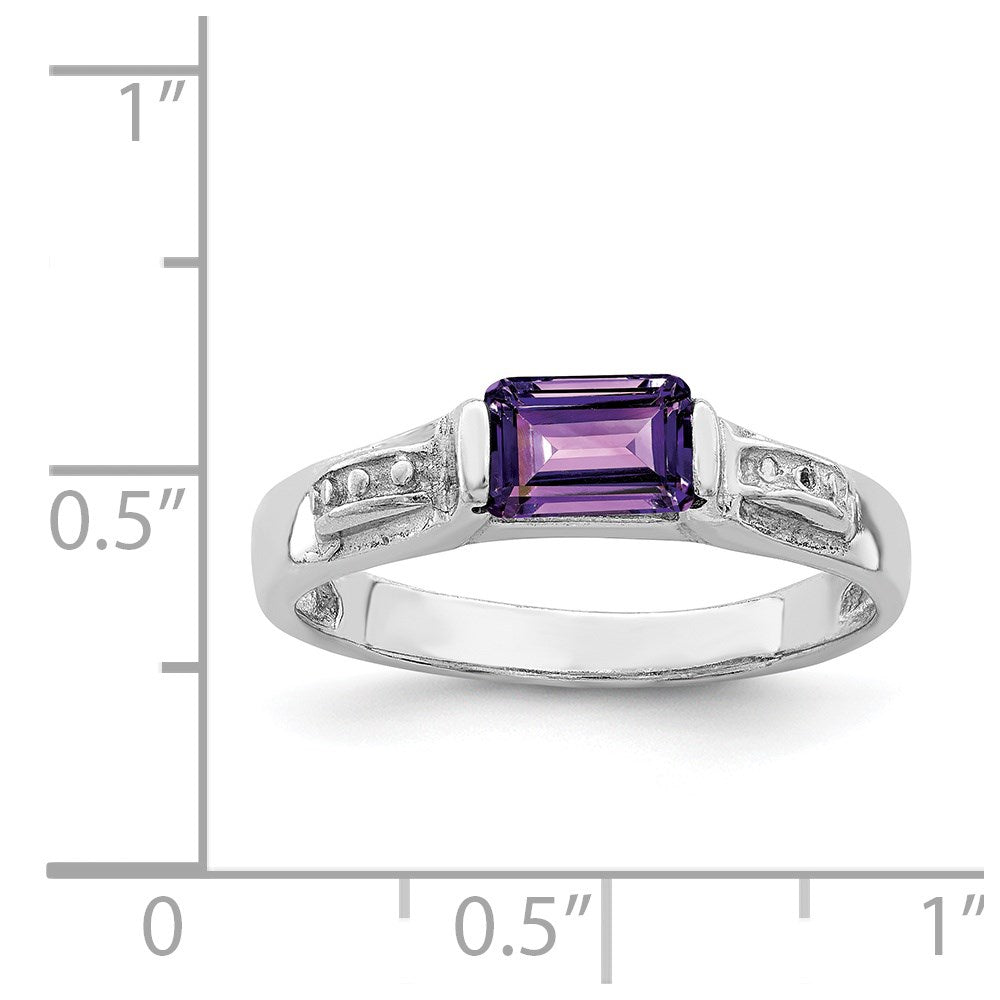 Sterling Silver Rhodium-plated Amethyst Ring