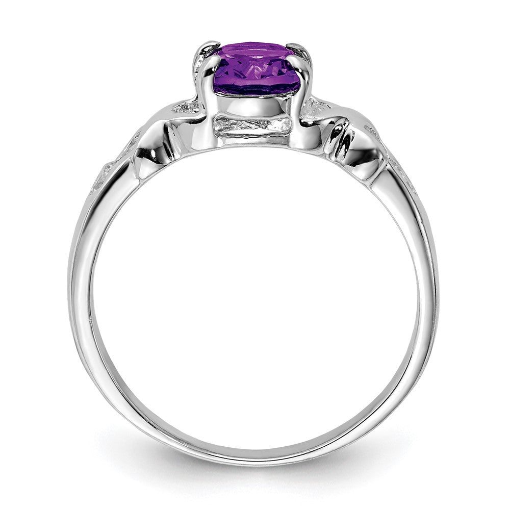 Sterling Silver Rhodium-plated Amethyst and CZ Ring