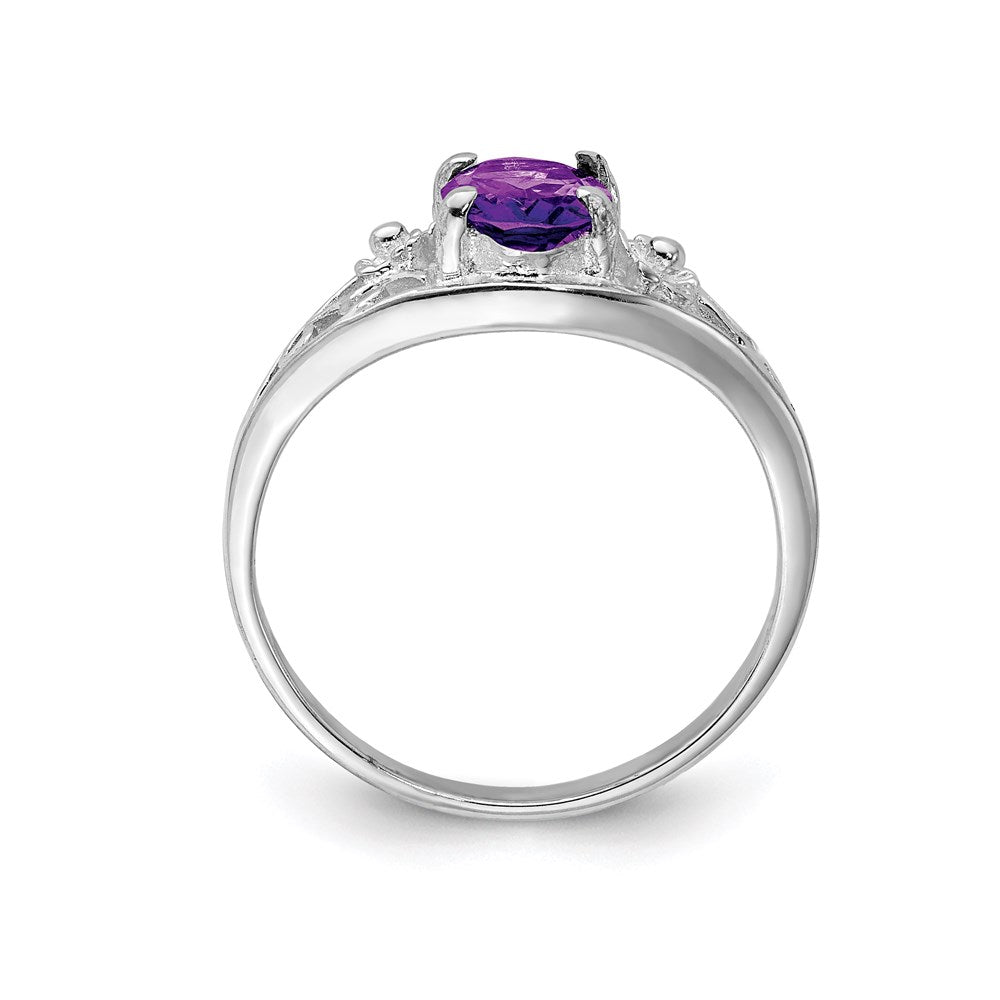 Sterling Silver Rhodium-plated Amethyst Ring