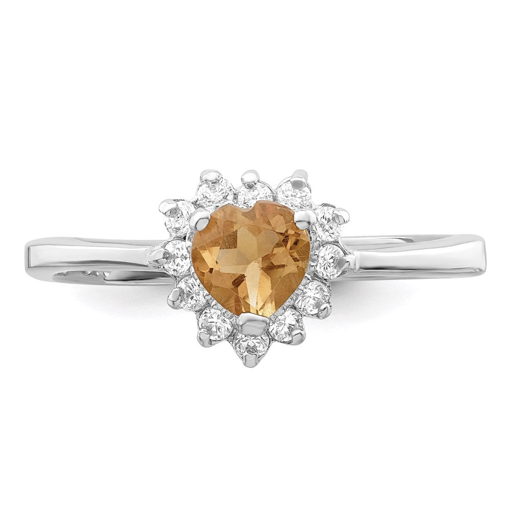 Sterling Silver Rhodium Citrine ring