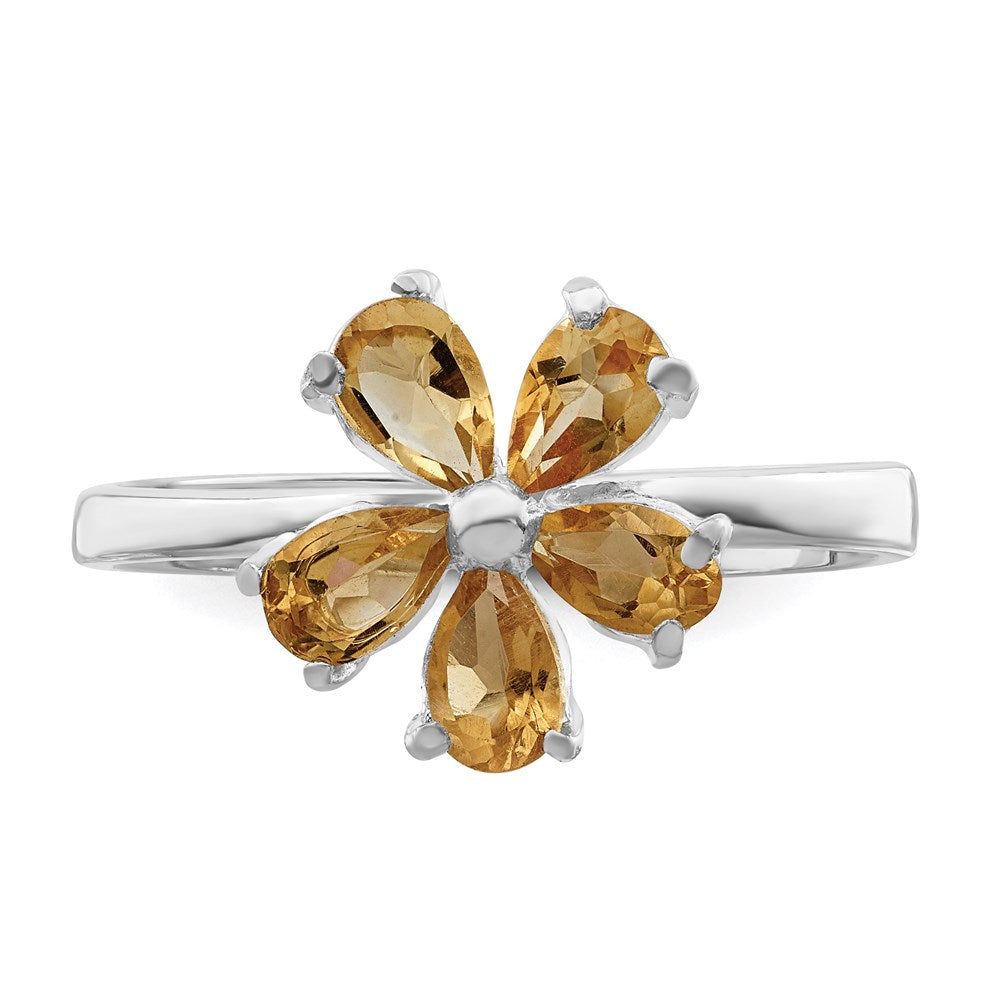 Sterling Silver Rhodium Citrine ring