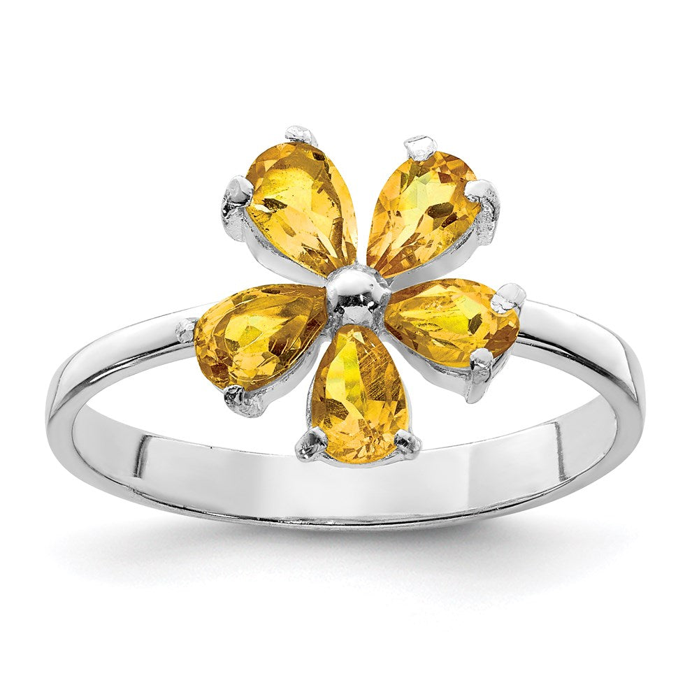 Sterling Silver Rhodium Citrine ring