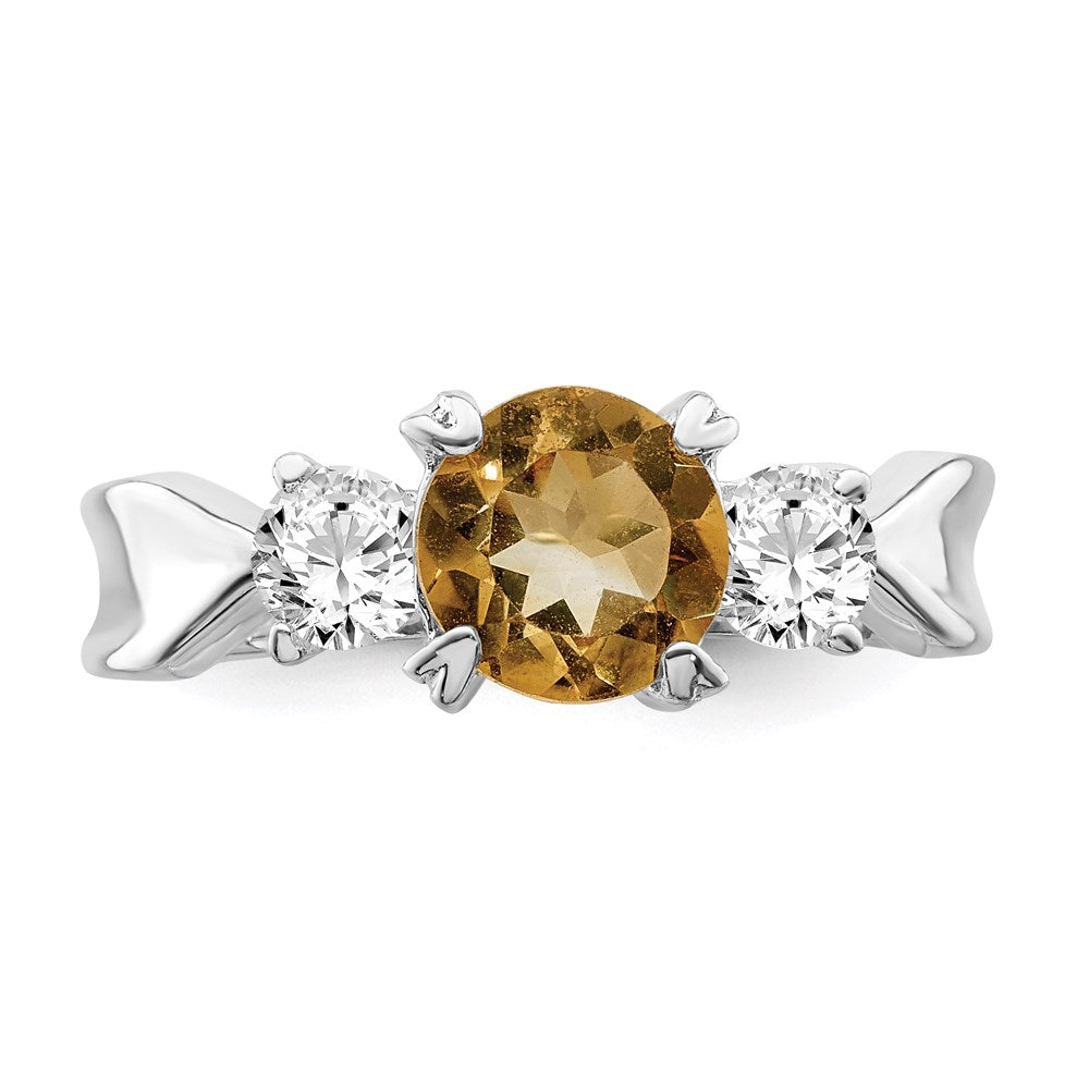 Sterling Silver Rhodium Citrine ring