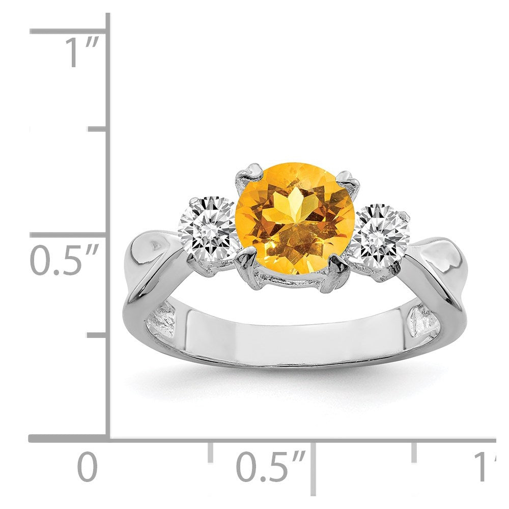 Sterling Silver Rhodium Citrine ring