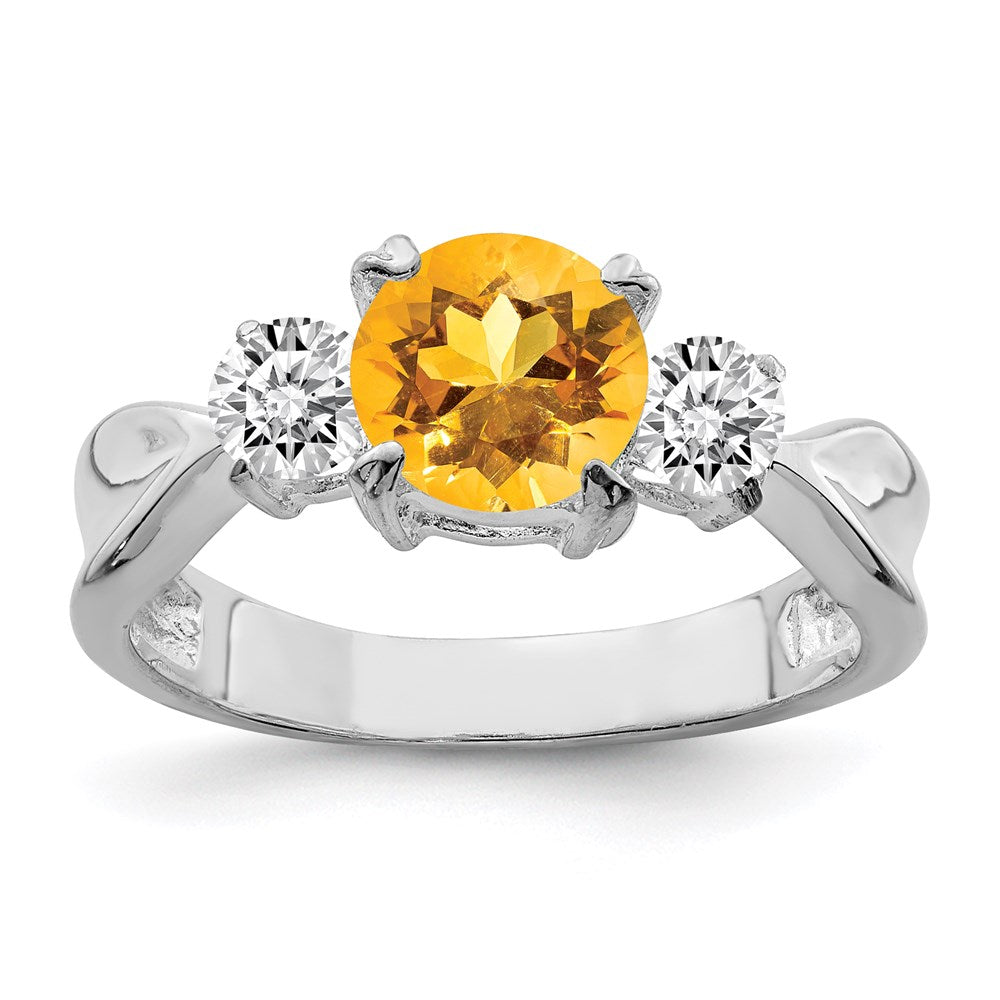 Sterling Silver Rhodium Citrine ring