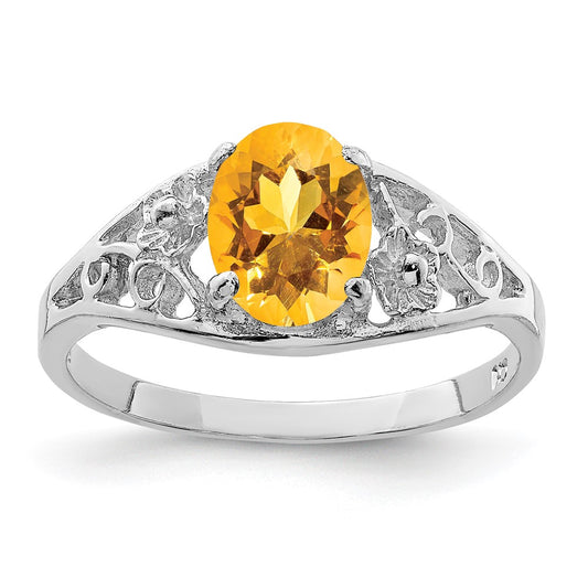 Sterling Silver Rhodium Citrine ring