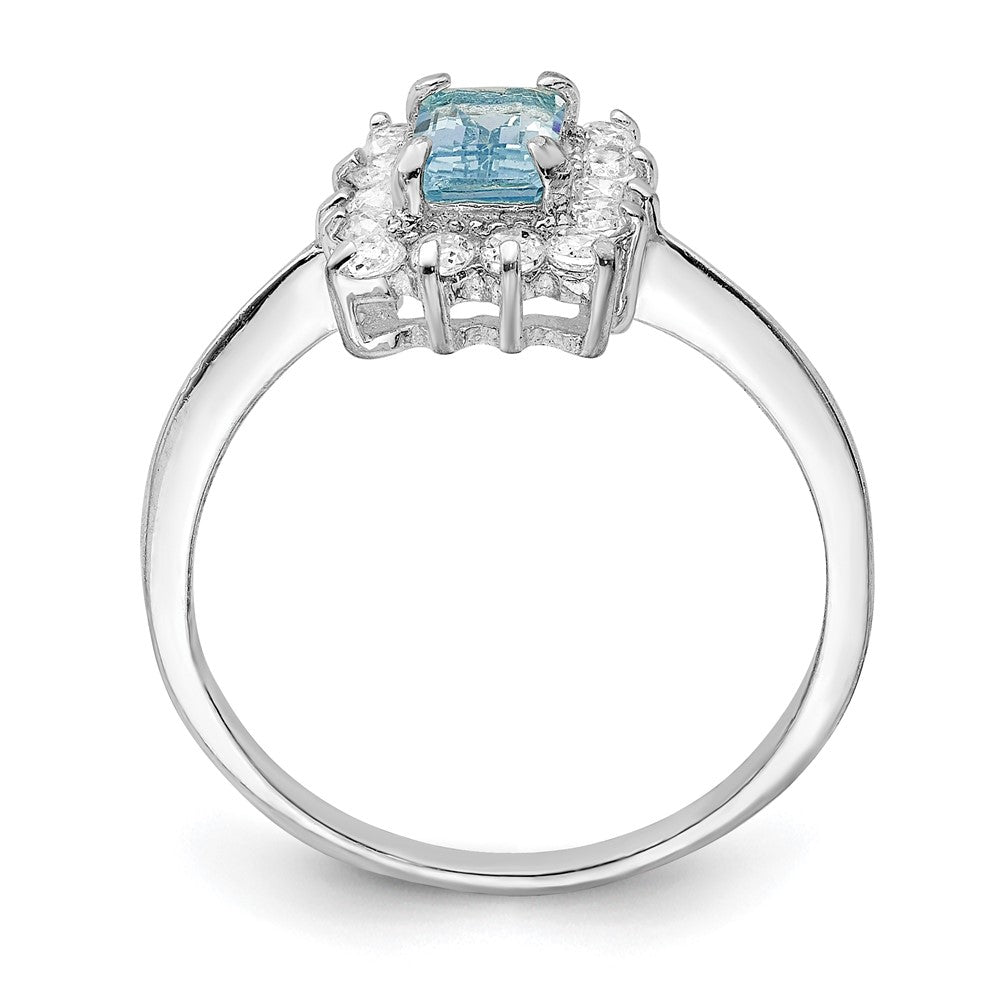 Sterling Silver Rhodium Blue Topaz Ring