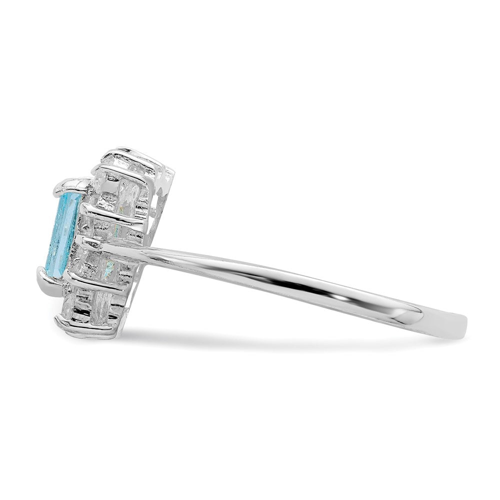 Sterling Silver Rhodium Blue Topaz Ring