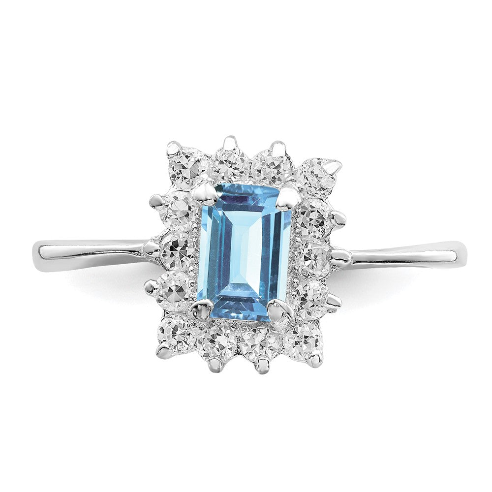 Sterling Silver Rhodium Blue Topaz Ring