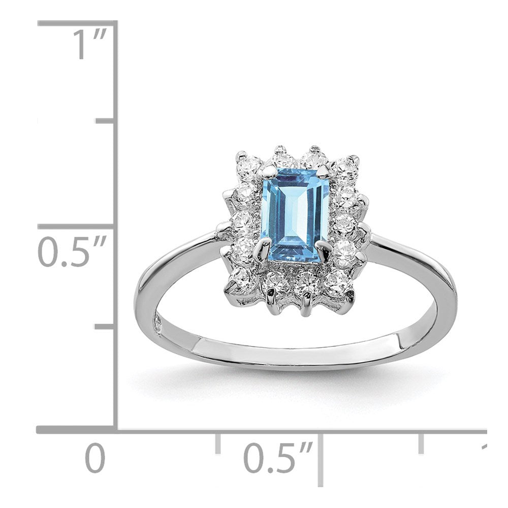 Sterling Silver Rhodium Blue Topaz Ring