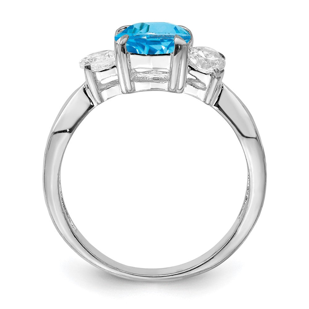 Sterling Silver Rhodium Blue Topaz Ring