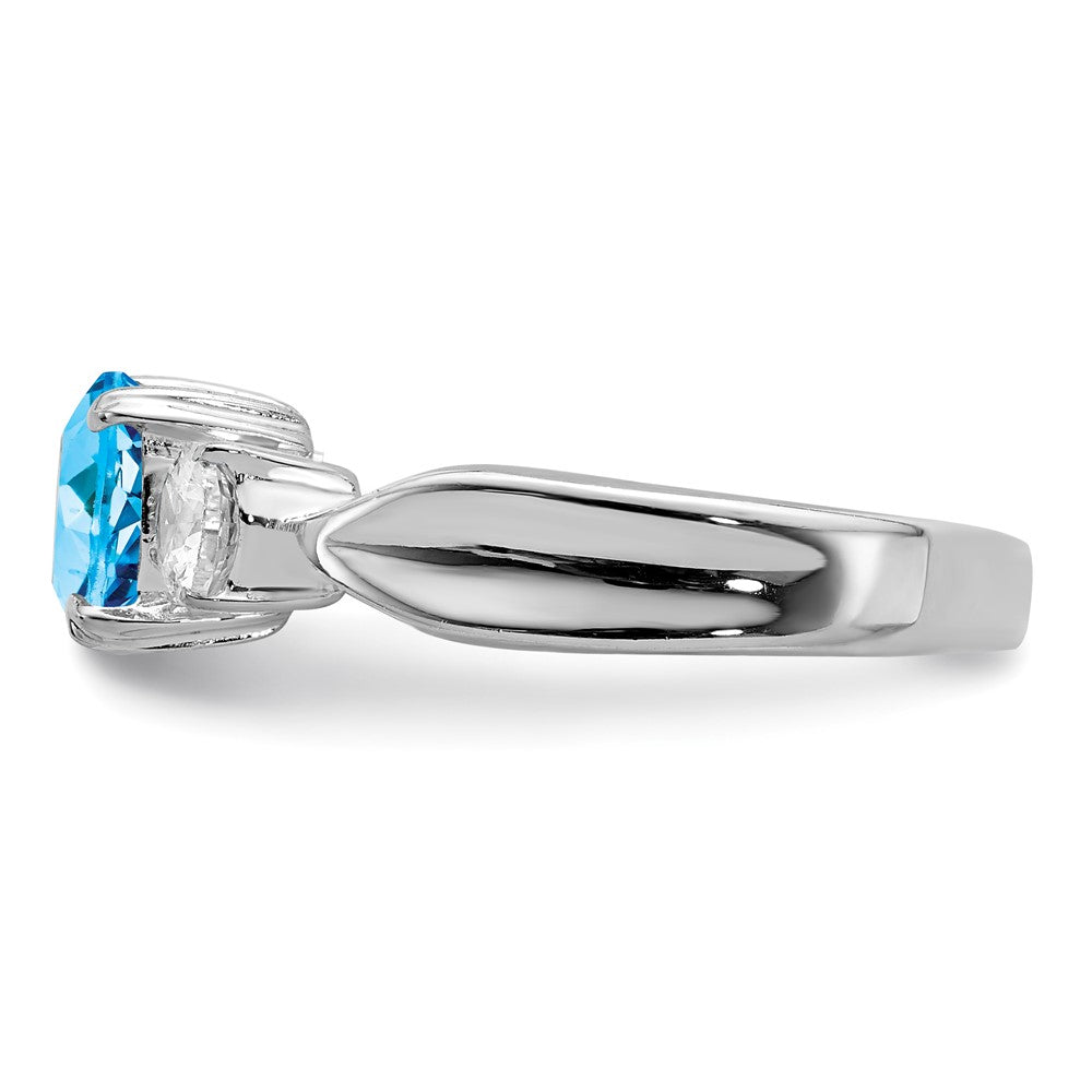 Sterling Silver Rhodium Blue Topaz Ring