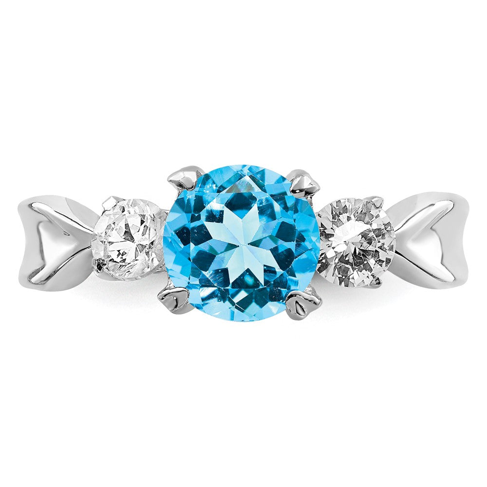 Sterling Silver Rhodium Blue Topaz Ring