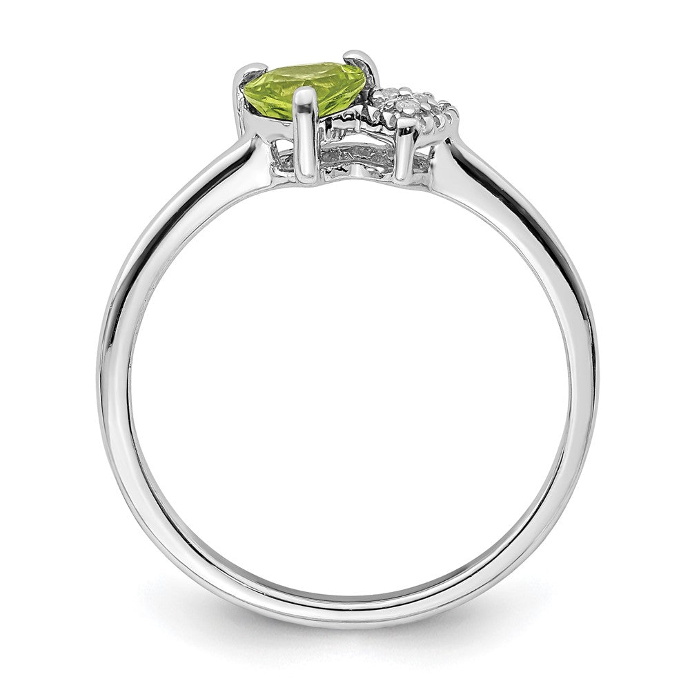 Sterling Silver Polished Peridot and Diamond Ring