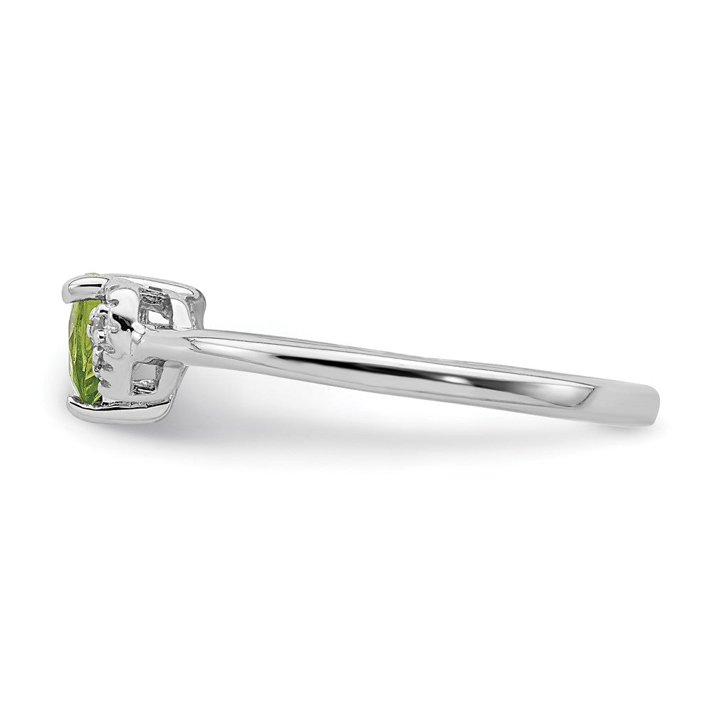 Sterling Silver Polished Peridot and Diamond Ring