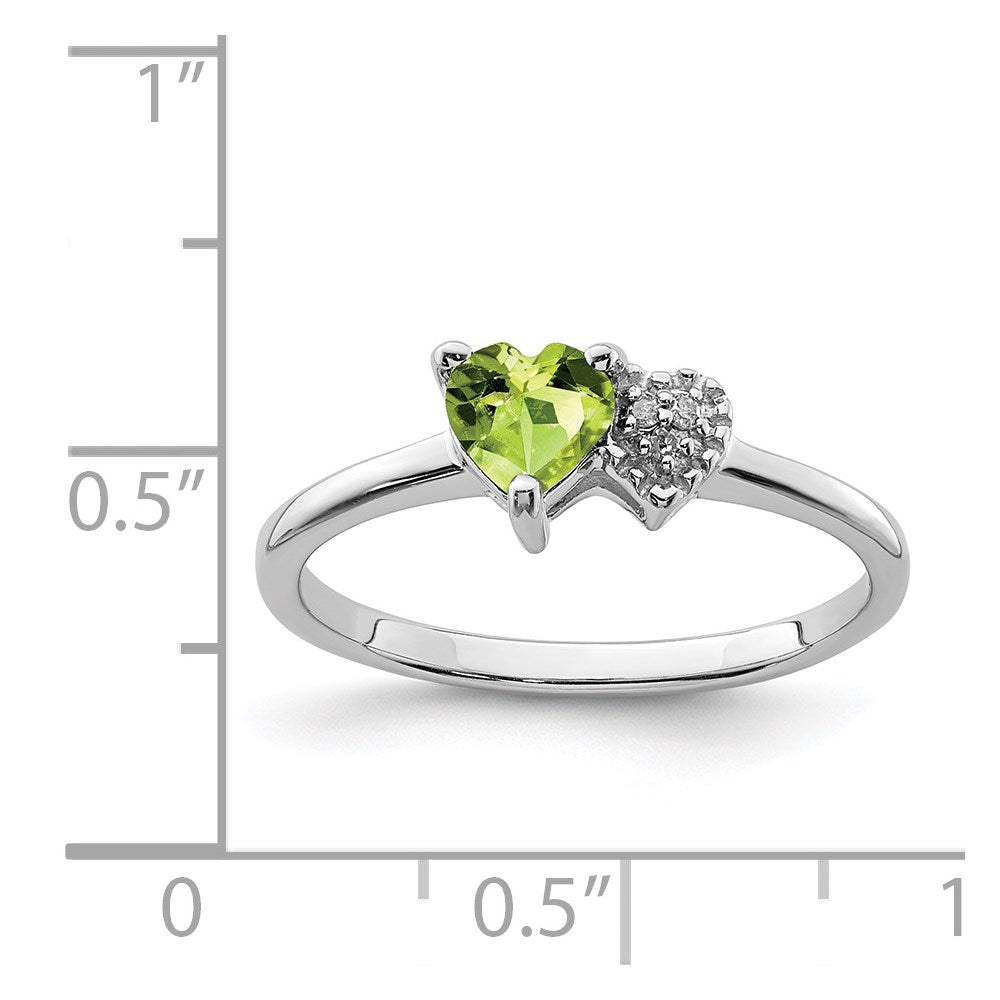 Sterling Silver Polished Peridot and Diamond Ring