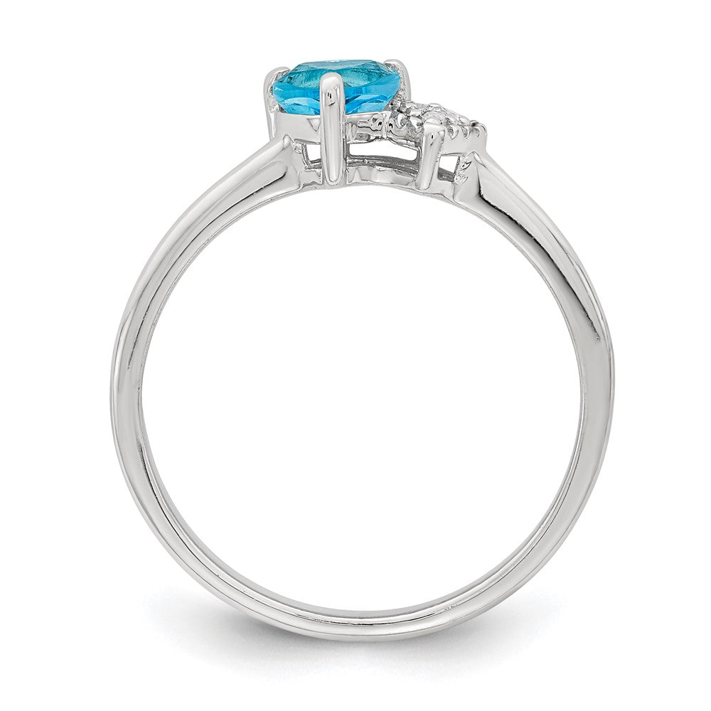 Sterling Silver Polished Blue Topaz and Diamond Ring