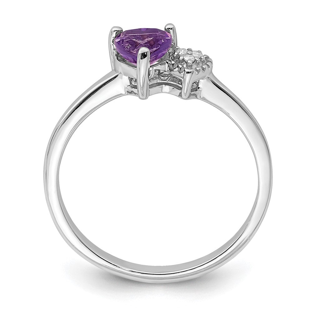 Sterling Silver Polished Amethyst and Diamond Ring