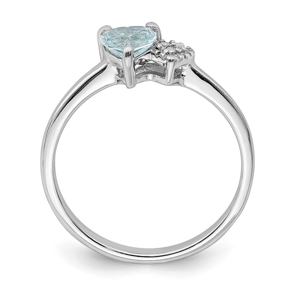 Sterling Silver Polished Aquamarine and Diamond Ring