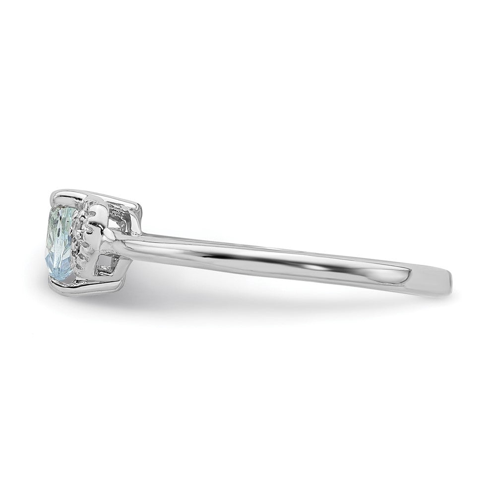 Sterling Silver Polished Aquamarine and Diamond Ring