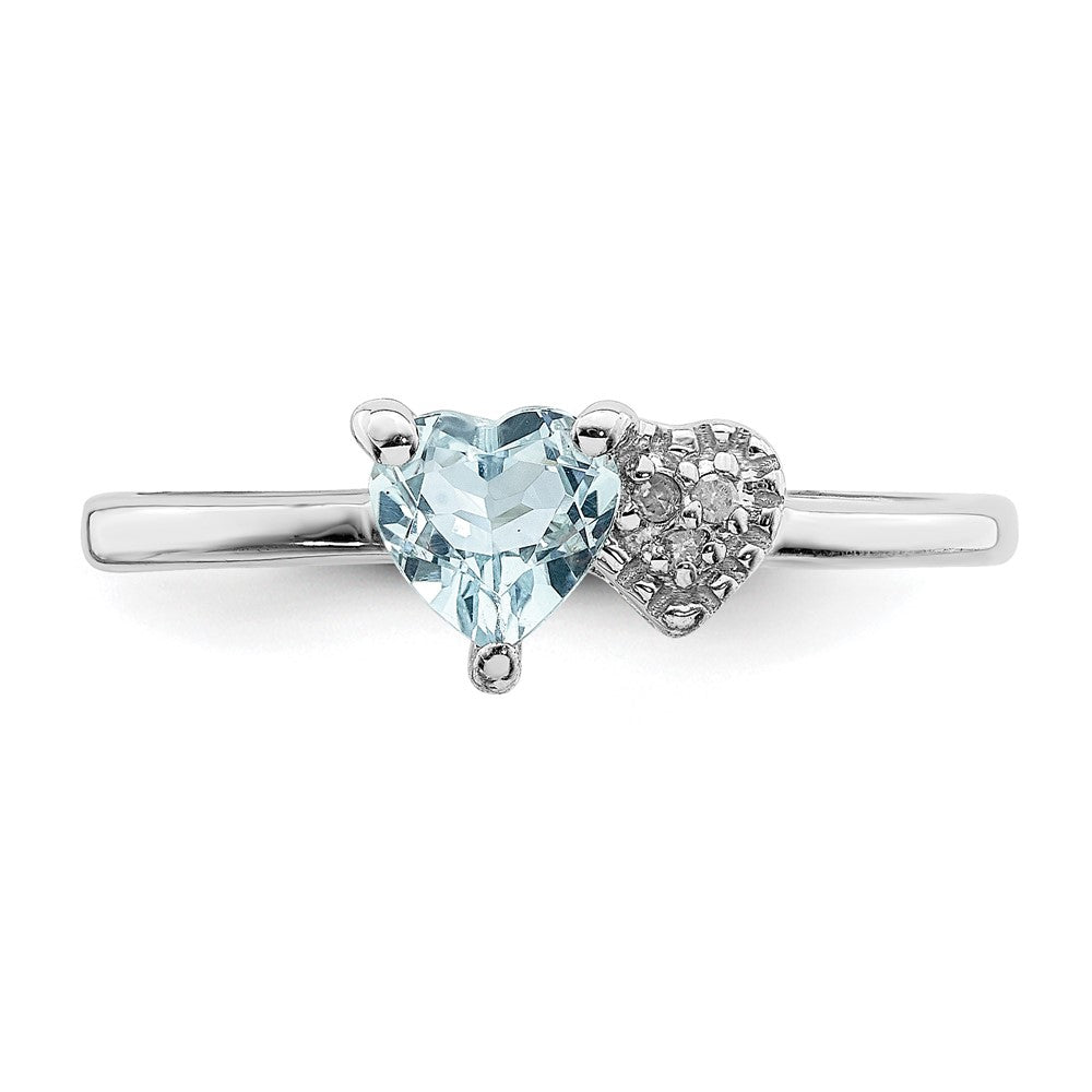 Sterling Silver Polished Aquamarine and Diamond Ring