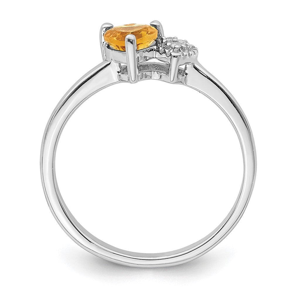 Sterling Silver Polished Citrine and Diamond Ring