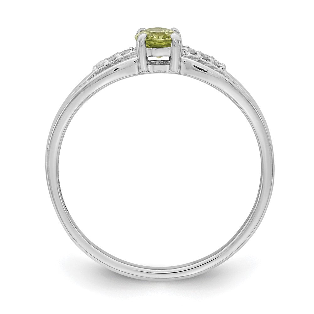 Sterling Silver Rhod-plated Diamond Peridot Ring