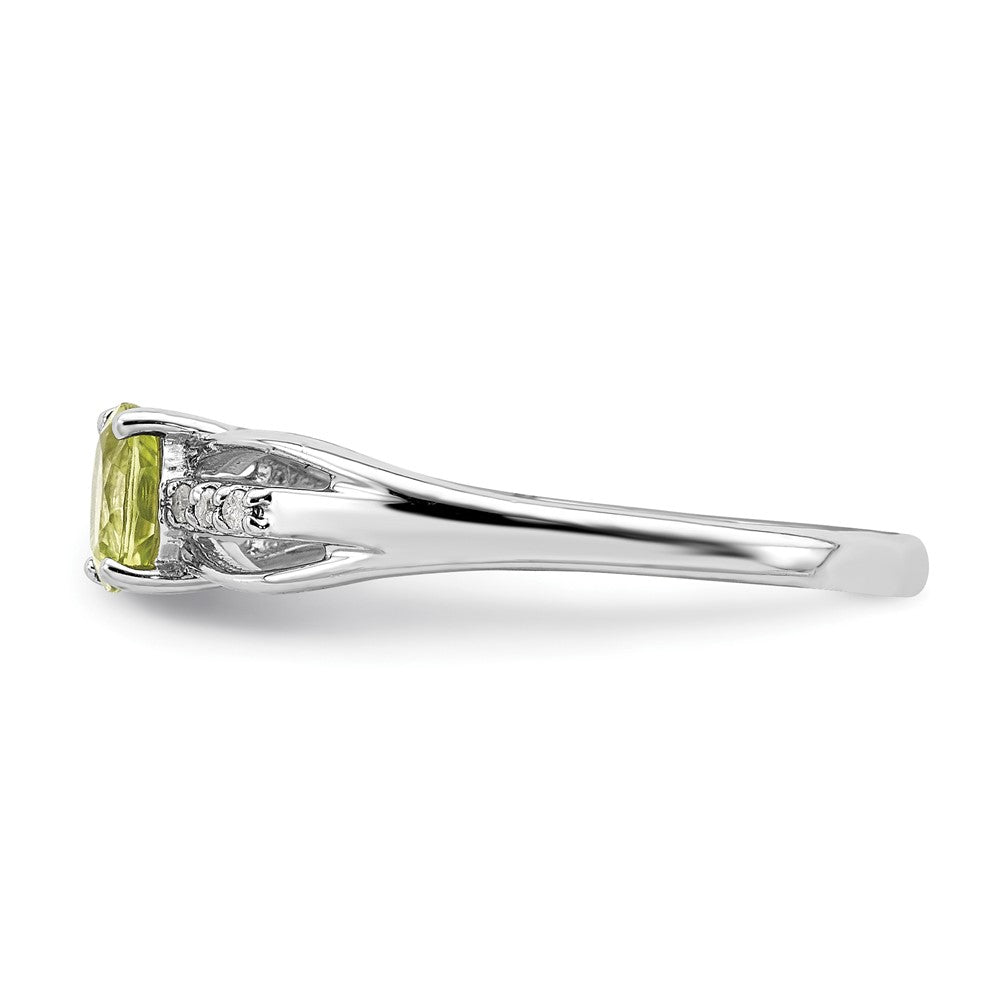 Sterling Silver Rhod-plated Diamond Peridot Ring