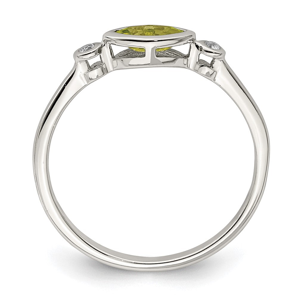 Sterling Silver Polished Peridot and White Topaz Ring