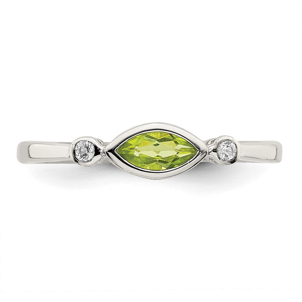 Sterling Silver Polished Peridot and White Topaz Ring