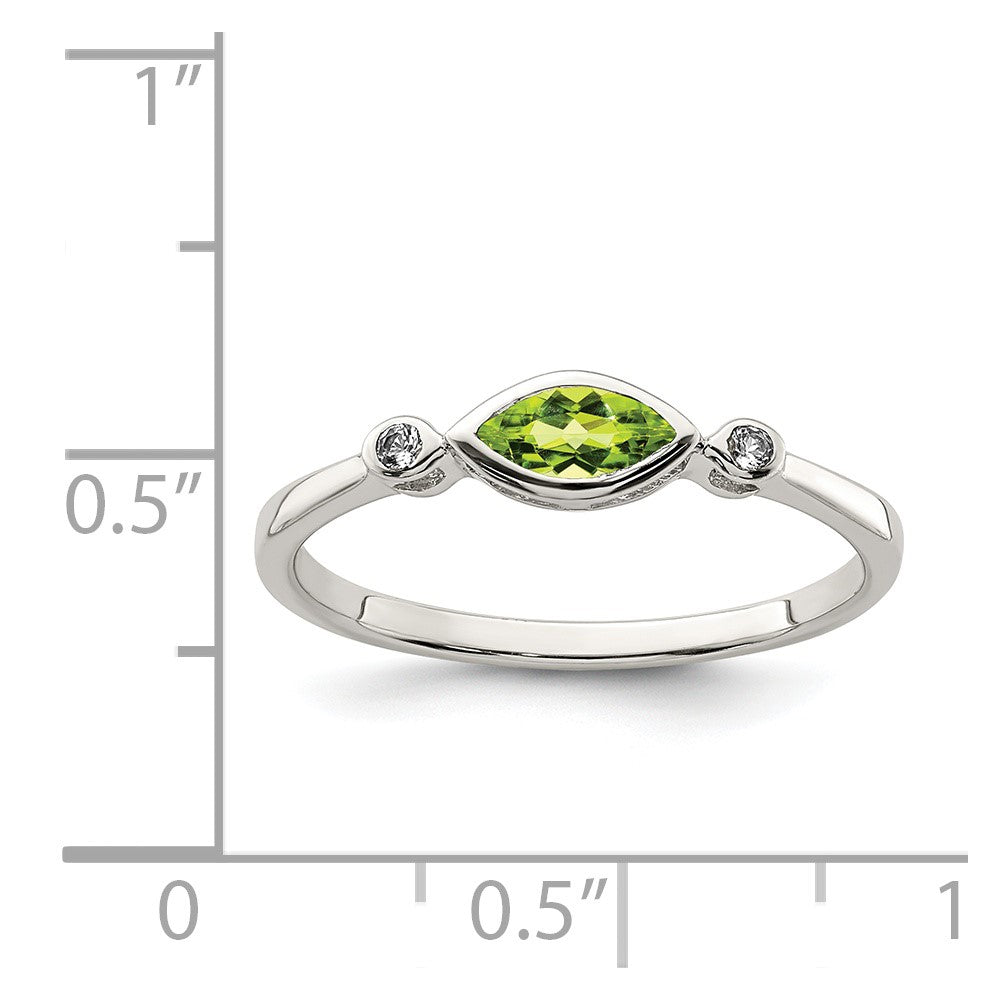 Sterling Silver Polished Peridot and White Topaz Ring