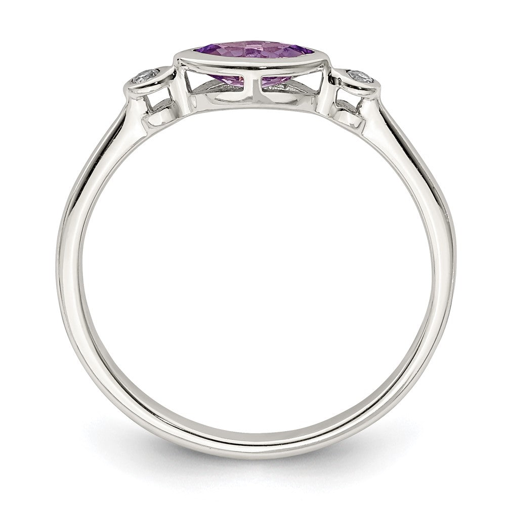 Sterling Silver Polished Amethyst and White Topaz Ring