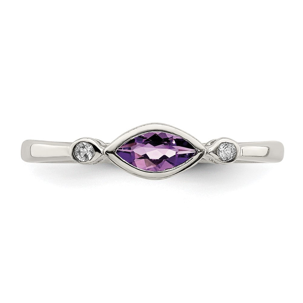 Sterling Silver Polished Amethyst and White Topaz Ring