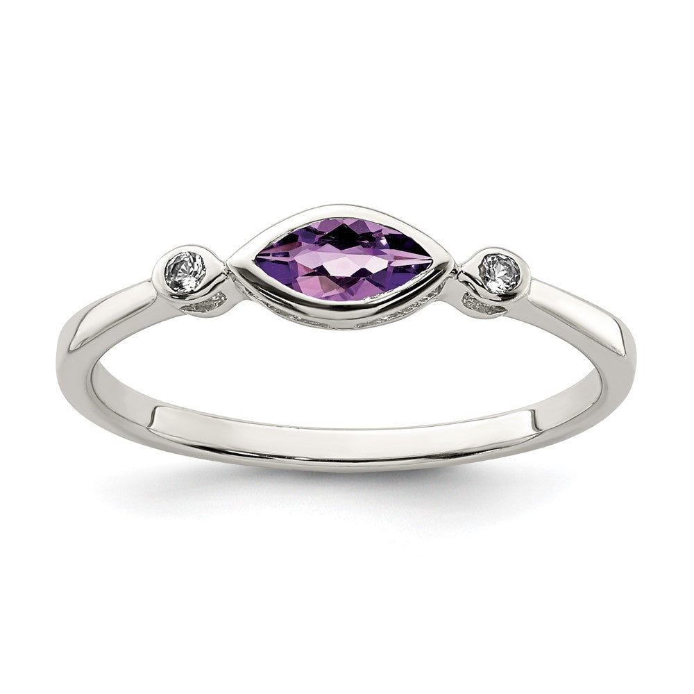 Sterling Silver Polished Amethyst and White Topaz Ring