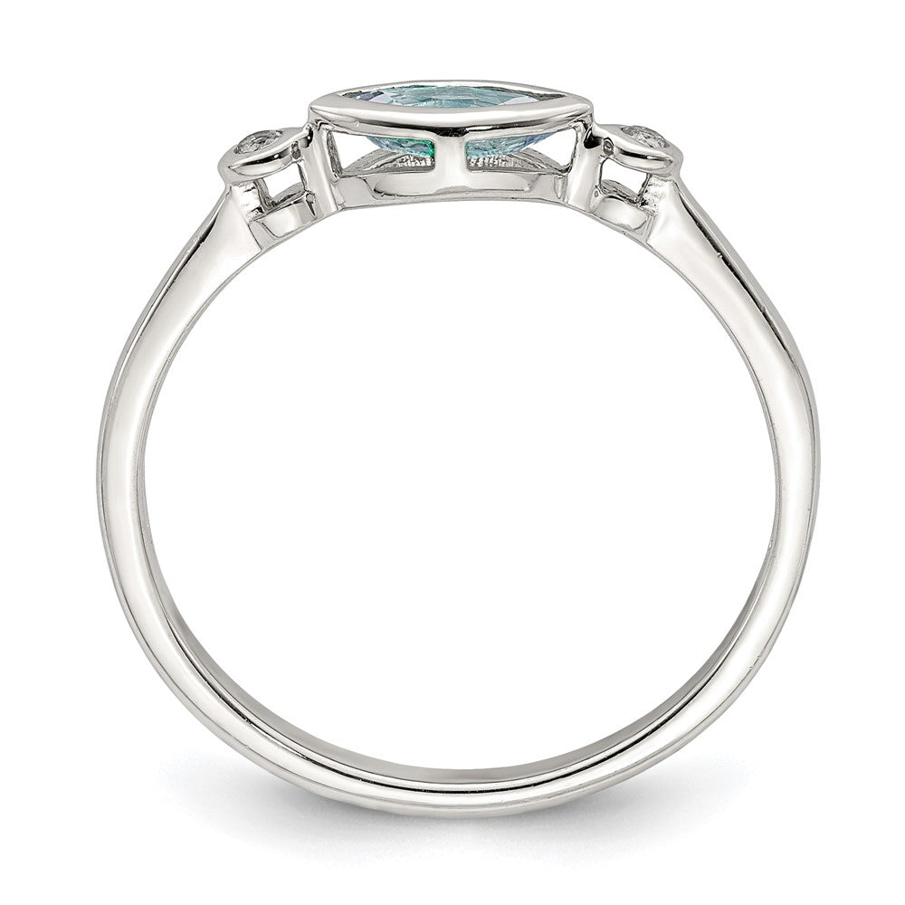 Sterling Silver Polished Aquamarine and White Topaz Ring