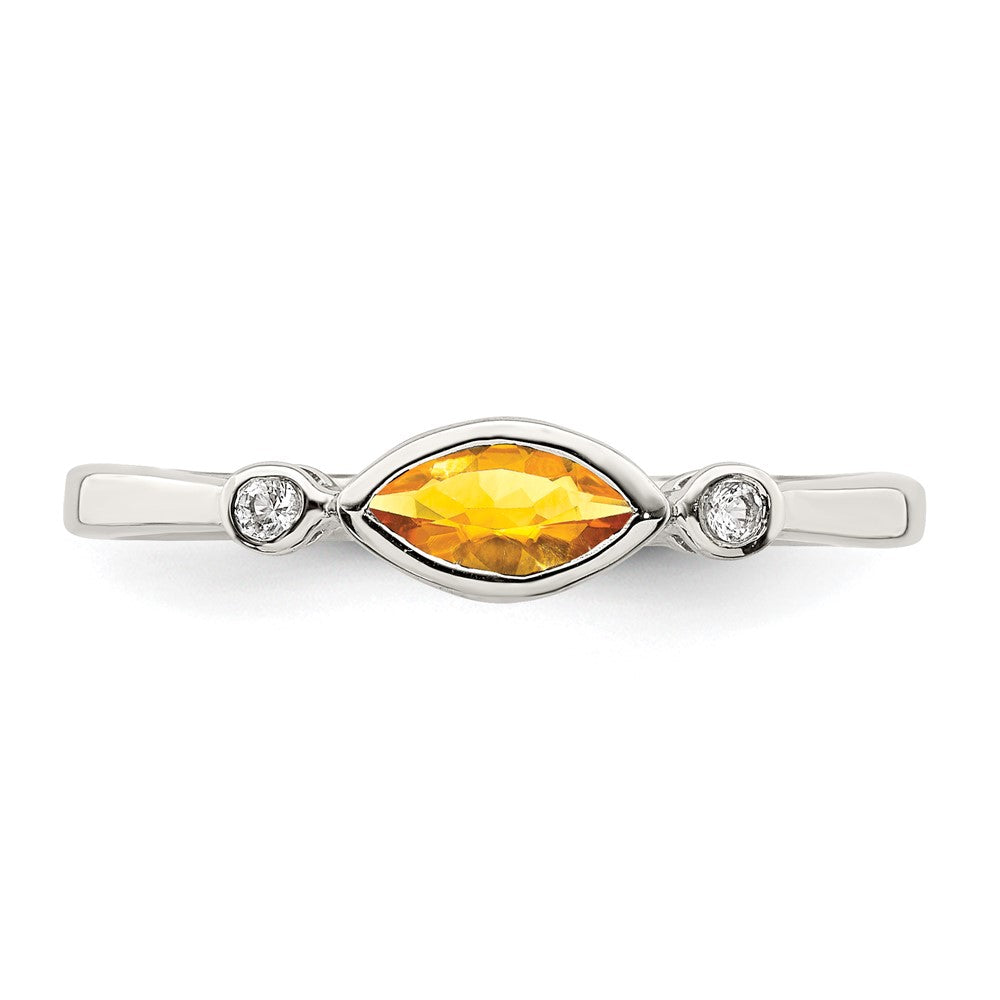 Sterling Silver Polished Citrine and White Topaz Ring