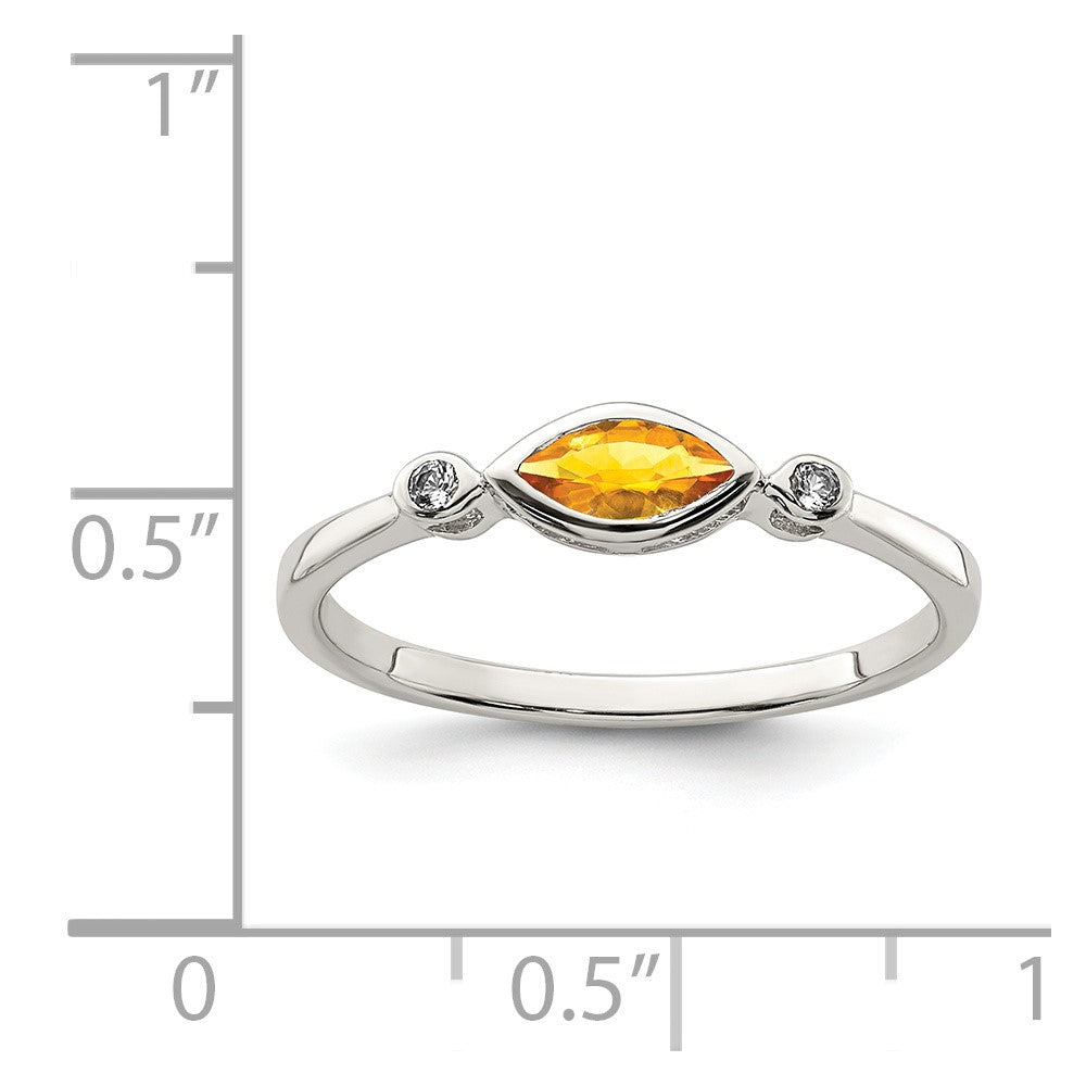 Sterling Silver Polished Citrine and White Topaz Ring