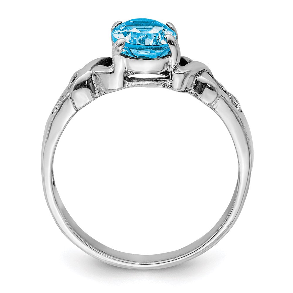 Sterling Silver Rhodium Blue Topaz Ring