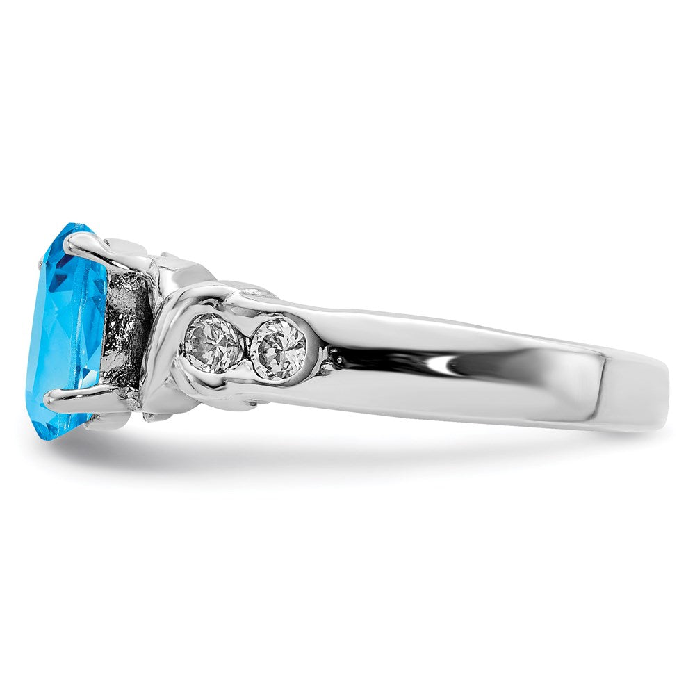 Sterling Silver Rhodium Blue Topaz Ring