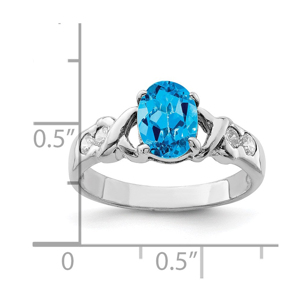 Sterling Silver Rhodium Blue Topaz Ring