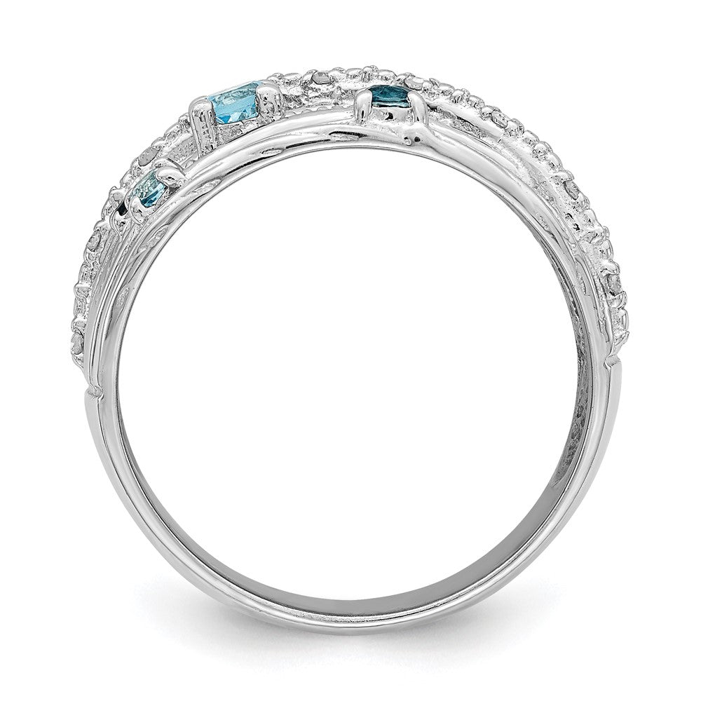 Sterling Silver Polished London Blue Topaz and Diamond Ring