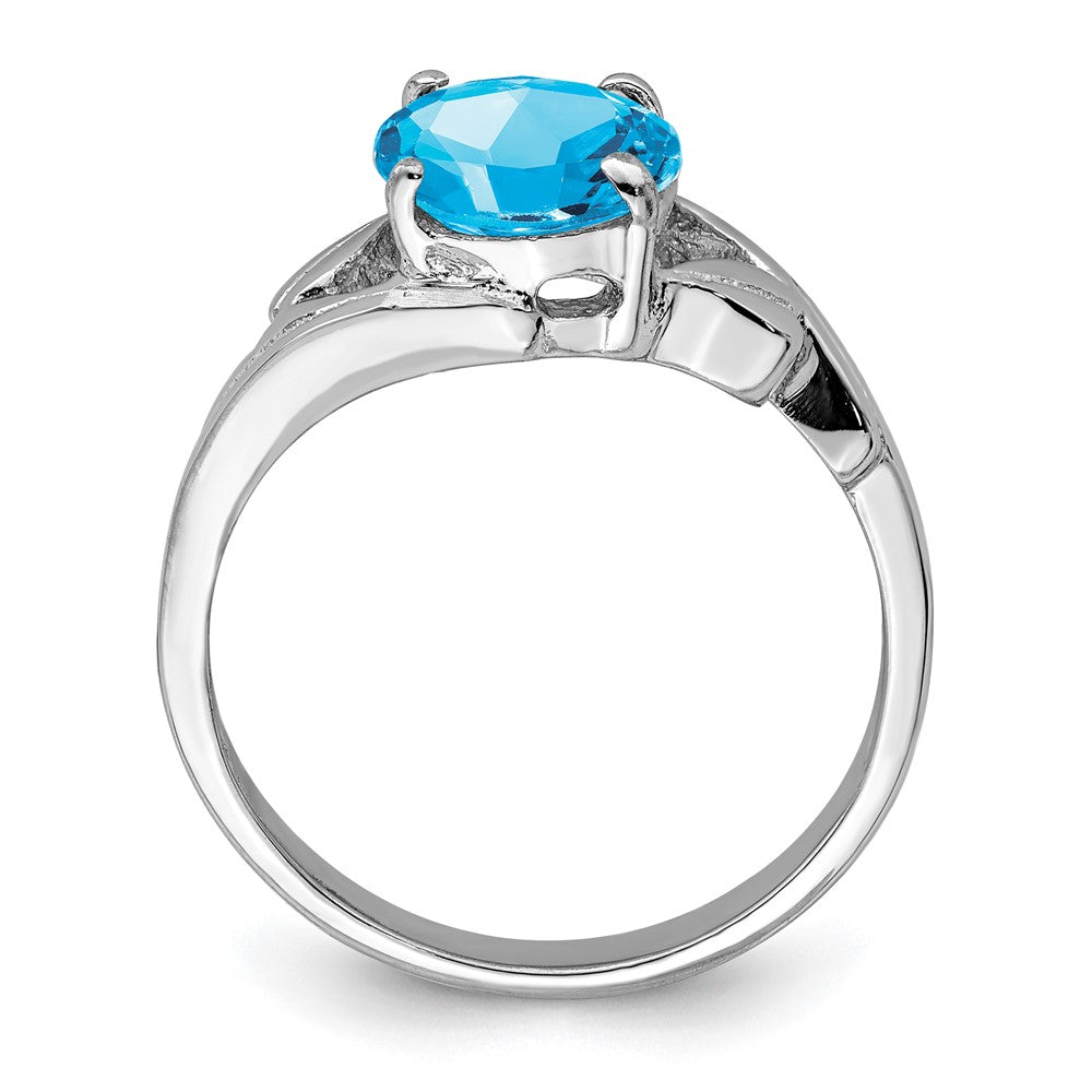 Sterling Silver Rhodium Blue Topaz Ring