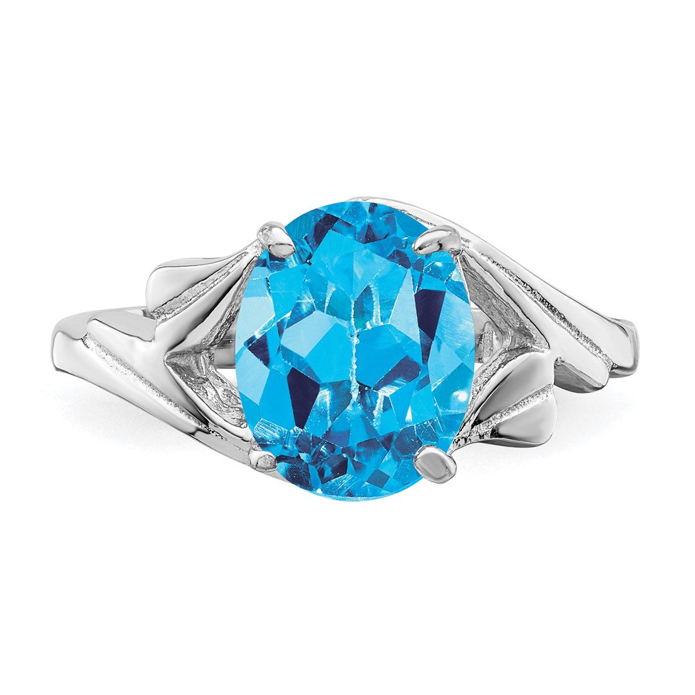 Sterling Silver Rhodium Blue Topaz Ring