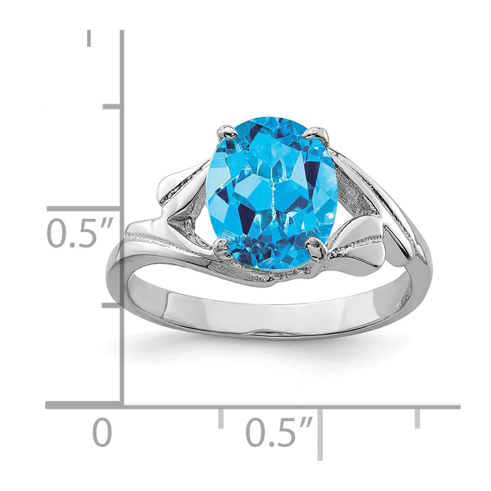 Sterling Silver Rhodium Blue Topaz Ring