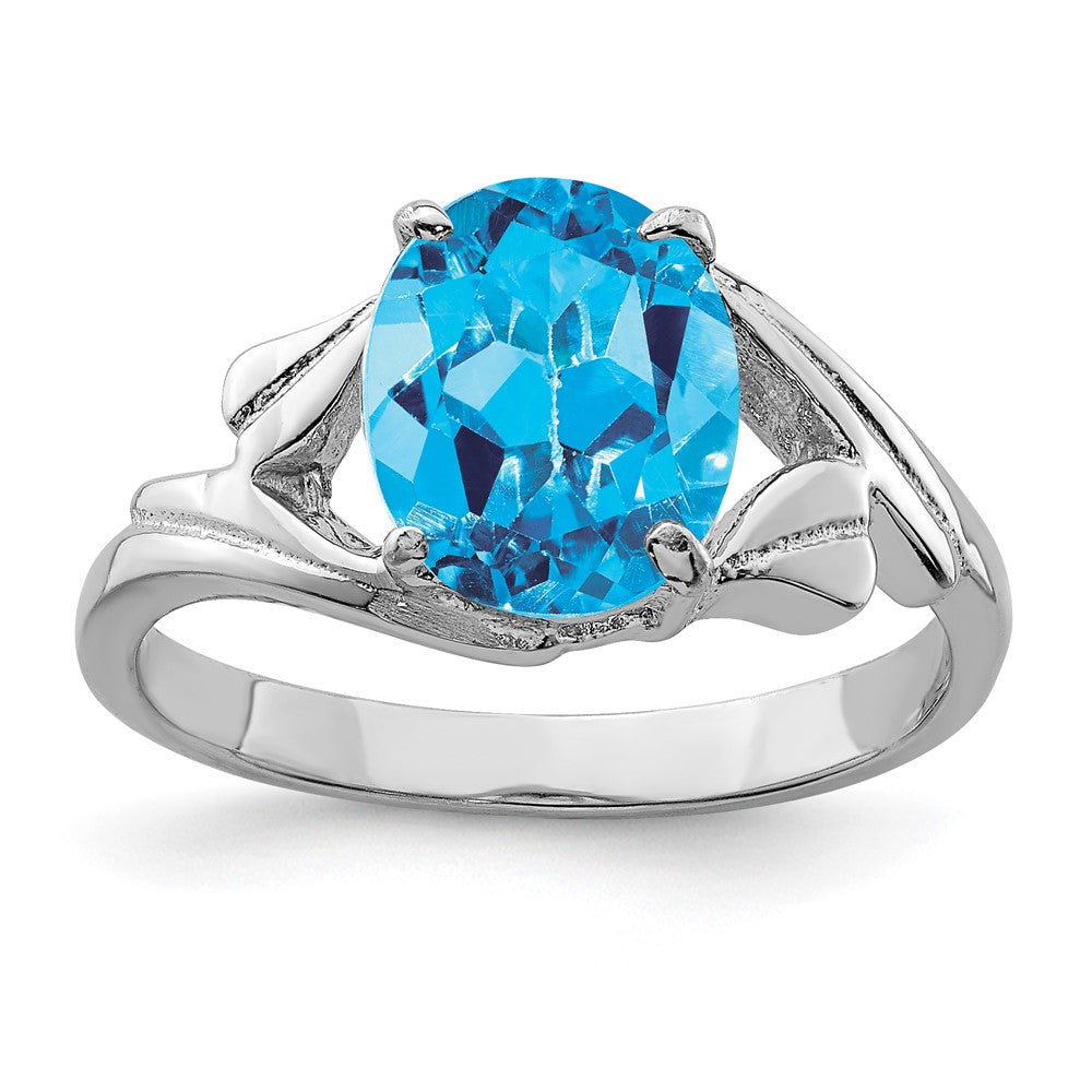 Sterling Silver Rhodium Blue Topaz Ring